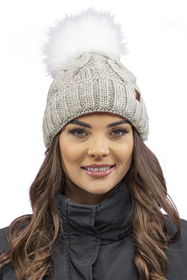 Vivisence Winter Hat With Pom Pom For Women Warm Ideal For Cold Days 7014, beige melange