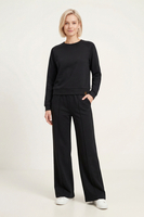 Vivisence Femme Ensemble de Survêtement Sweat Et Pantalon Tissu Extensible Confort Quotidien, noir