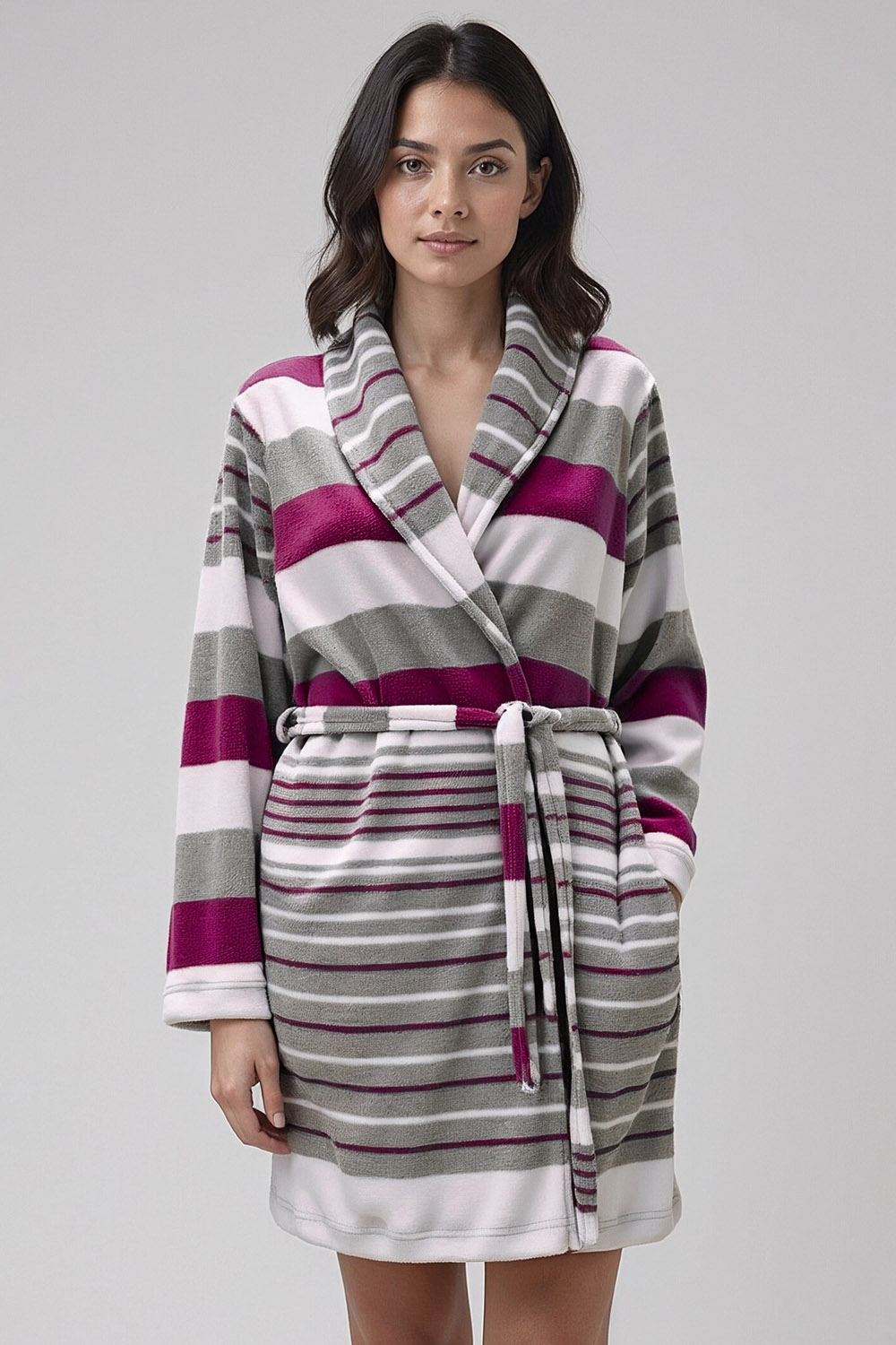 Vivisence Women's Dressing Gown Cotton Side Pockets Perfect For Loungewear 5030,