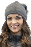 Vivisence Women's Pom Pom Hat Classic Style Extended Fit 70105, graphite