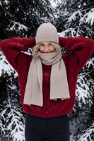 Vivisence Women's Set Merino Wool Cashmere Winter Hat and Scarf, beige