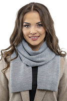 Vivisence Elegant Women's Winter Set Including Classic Beret With Floral Decoration And Matching Long Warm Wool Scarf Ideal For Cold Winter And Autumn Days, light grey