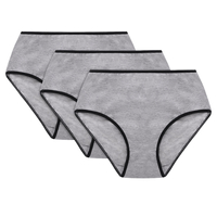 Vivisence Dame Slip Bund Voll Klassisch Unterhose Baumwolle Alltag 4017, schwarzes Gummiband:grau 3-pack