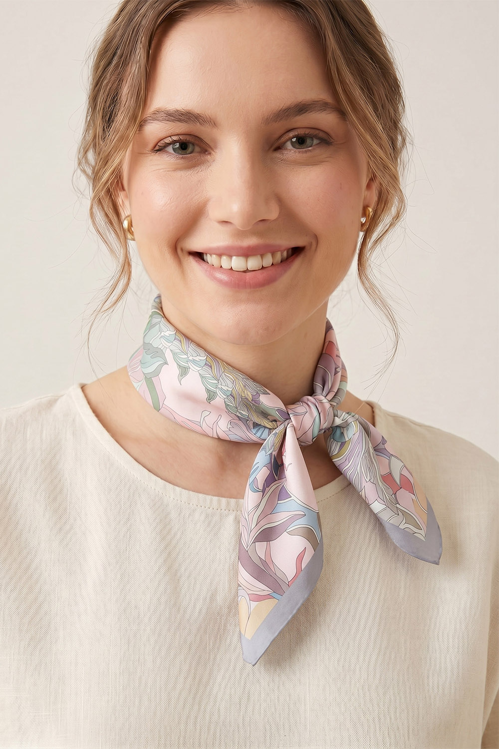 Vivisence Women Silk Scarf Hand Rolled Edges Versatile Styling Comfort, pink/purple