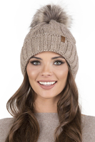 Vivisence Damen Bommelmütze Und Loop-Schal Mit Bommel Ideal Für Wintertage 7014, beige