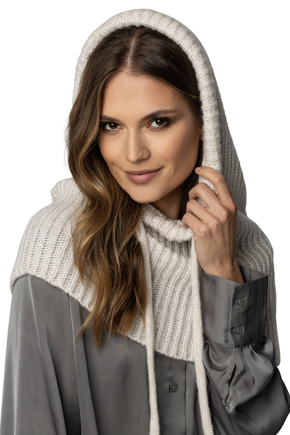 Vivisence Capuche Femme Avec Écharpe Intégrée Idéale Pour Les Journées Froides 70102, beige