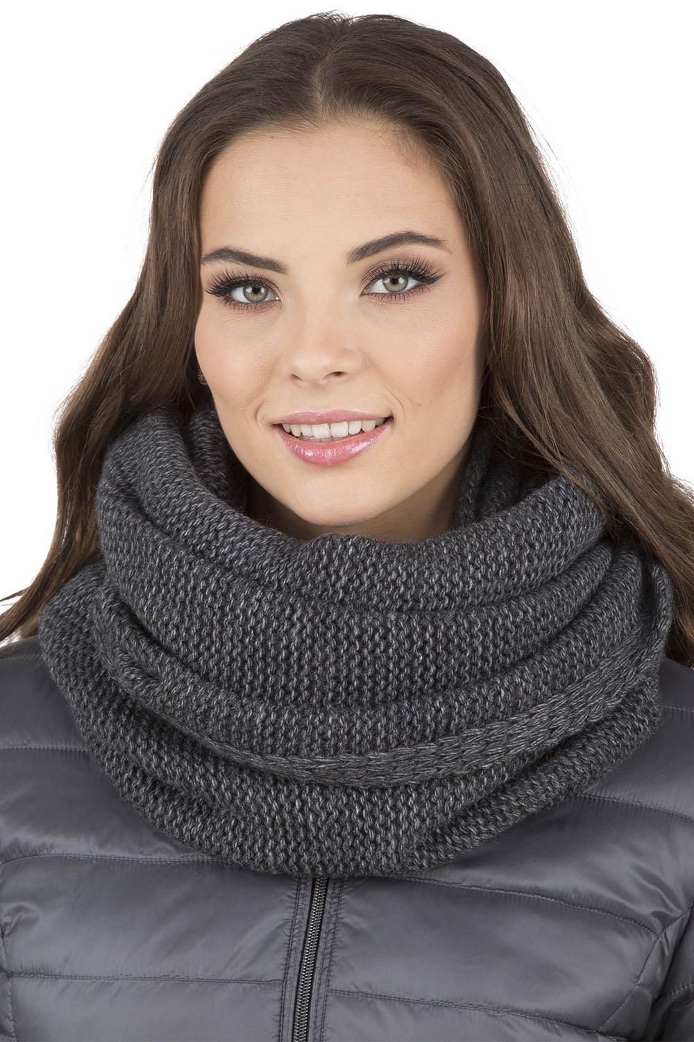 Vivisence Bonnet Femme Et Écharpe Pour L'automne et L'hiver À Pompon Cache-cou Ensemble Classique En Fils Chauds Avec Doublure En Polaire Parfait Pour Les Journées Froides 7014, gris foncé