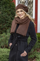 Vivisence Elegant Women's Winter Beret And Scarf Set Made Of Warm Thick And Soft Fabric With Wool Blend For Ladies Ideal For Cold Winter And Autumn Days, brown