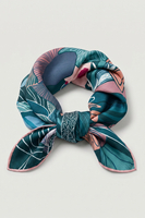 Vivisence Femme Foulard En Soie Carré Bords Roulottés Main Style Polyvalent, vert/rose