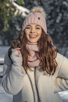 Vivisence Loop Schal Strick Zweimal Gefaltet Ideal Wärm Für Wintertage 7103, rosa