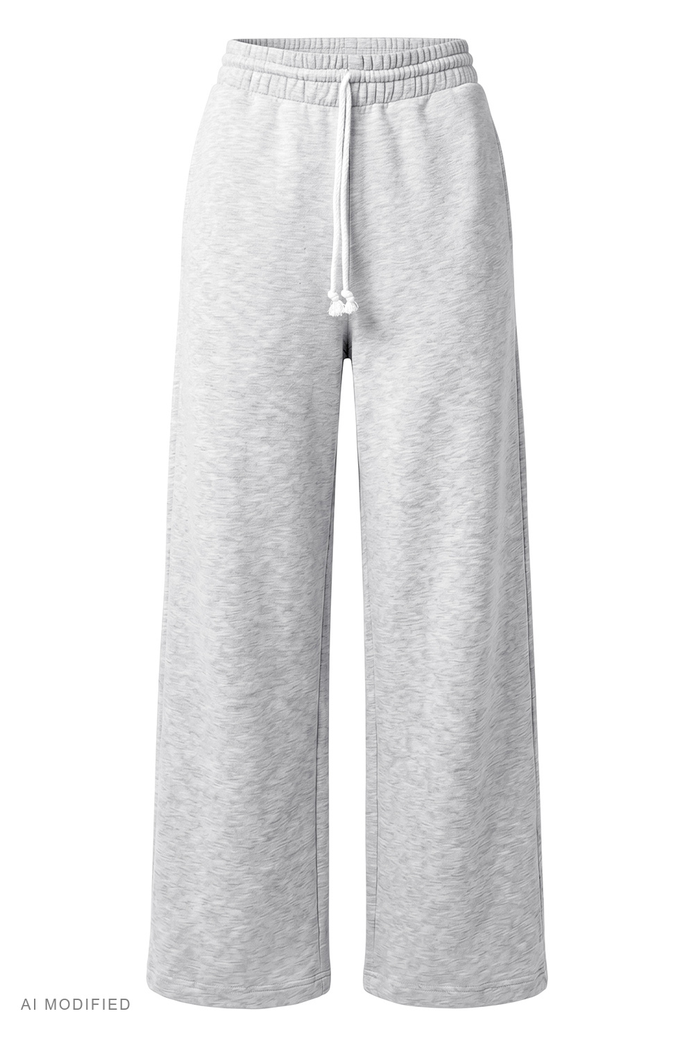 Vivisence Women Wide Leg Pants High Waist Adjustable Cuffs All Day Comfort, grey melange