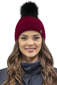 Vivisence Wintermütze mit Bommel Damen Warmes Ideal Für Kalte Wintertage 7016, weinrot