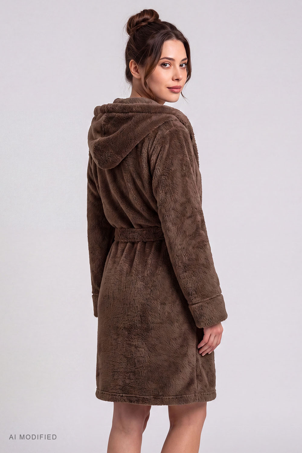 Vivisence Bathrobe Women Hooded Comfortable Everyday Cosy, brown