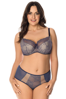 Vivisence Bügel BH Damen Halbgepolstert Mit Floraler Spitze Hebt Und Formt, dunkelblau