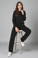 Vivisence Women's Sweatpants Wide Leg Lounge Relaxed Fit High Waist Knit Trousers With Elastic Waistband And Side Pockets Ideal For Casual Everyday Or Homewear Looks 9102, Black