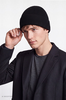 Vivisence Herren Beanie aus Wolle, elastische Mütze für Alltag, Strick, schwarz