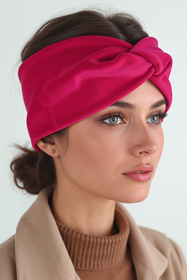 Vivisence Knitted Headband For Women Elegant Headwear For Winter With Front Twist Detail Soft Cotton Blend Snug Fit Ideal For Autumn And Winter, ruby