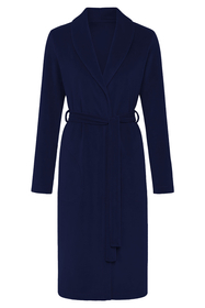 Vivisence Robe Cotton Belted Pockets Double-Sided Soft Cozy Daily Use 5022, navy blue