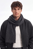 Vivisence Herrenschal Merino Wolle Seide Herren Feinstrick Accessoire, dunkelgrau