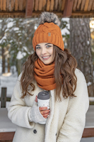 Vivisence Loop Schal Strick Zweimal Gefaltet Ideal Wärm Für Wintertage 7103, orange