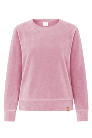 Vivisence Damen Sportbluse Sweatshirt Mit Rundhalsausschnitt Aus Velourstrick Mit Strickbündchen Und Langem Arm Lockerer Schnitt Für Freizeit Fitness Und Alltag 9005,