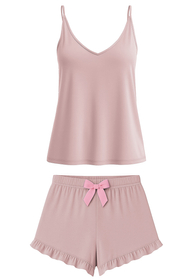 Vivisence Femme Pyjama Set Viscose Nœud Déco Confort Pour la Nuit D'été 2044,