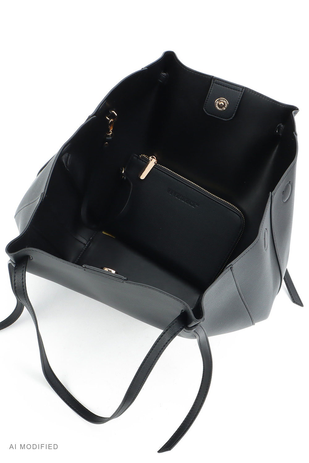 Vivisence Shoulder Bag for Women Polyurethane, Shopper Tote Magnetic Closur, black
