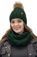 Vivisence Loop Scarf For Women Fashionable Cozy Double Layer Warm Yarn 7019S, green