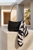 Vivisence Damen Seidentuch Quadratisch Handgerollte Kanten Sanft Zur Haut 65x65 cm, schwarz/weiß/zebra