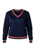 Vivisence Femme Sweat-Shirt Coton Encolure en V Perfeit Confort Quotidien 9001, bleu marine