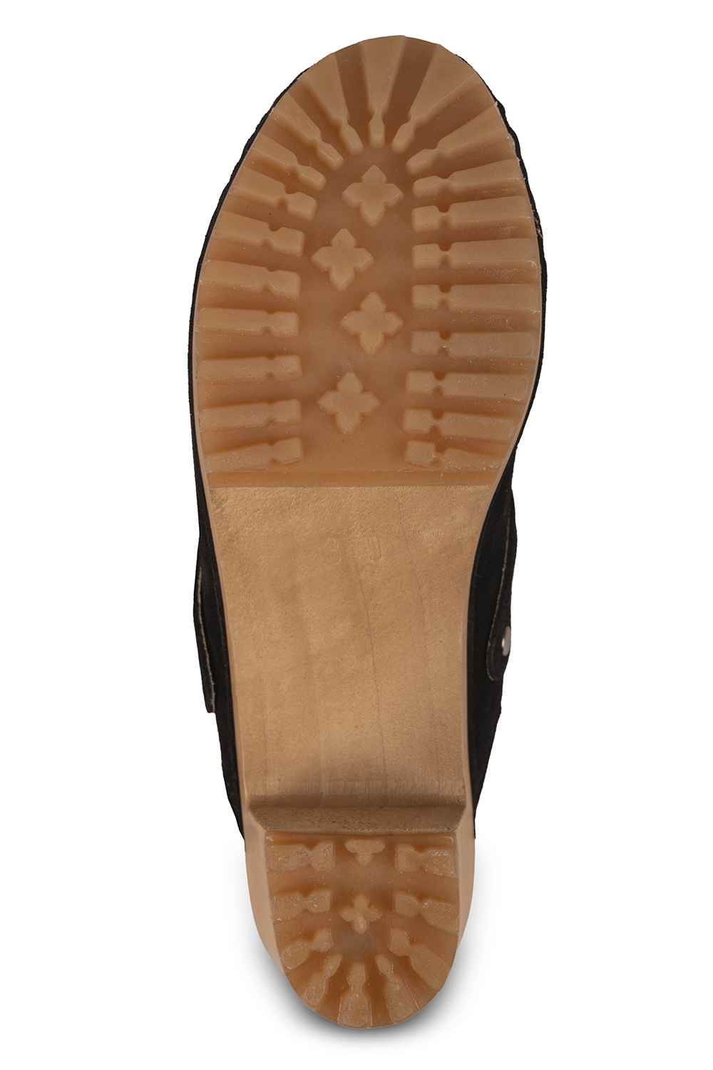 Vivisence Damen Clogs aus Wildleder, Holzsohle, geschlossen mit Schnalle, bequem für Alltag und Büro, schwarz 