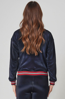 Vivisence Women Sweatshirt Velour Ribbed V Neck Long Sleeve Lounge Casual 9001, dark blue