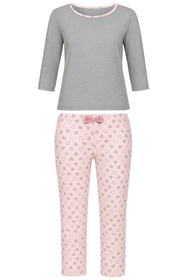 Vivisence Damen Pyjama aus Baumwolle bequeme Nachtwäsche,