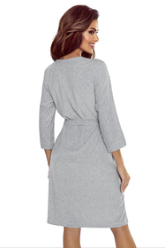 Vivisence Femme Robe de Chambre Coton Fermeture Éclair Confort à la Maison 5011, gris