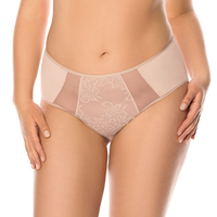 Vivisence Cullote Slip Classique Taille Haute En Microfibre Et Dentelle Confortable Élégant Avec Inserts Délicats Parfait Pour Un Ensemble Et Raffiné 1004W, beige