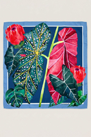 Vivisence Carré de Soie Femme 65 x 65 cm, Foulard en Soie Naturelle 14 Momme, Bords Roulottés à la Main, Bleu/Rouge/Vert