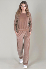 Vivisence Damen Sportbluse Sweatshirt Mit Rundhalsausschnitt Aus Velourstrick Mit Strickbündchen Und Langem Arm Lockerer Schnitt Für Freizeit Fitness Und Alltag 9005,