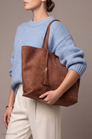 Vivisence Large Women's Shoulder Bag Polyester Shopper Tote Handbag, brown
