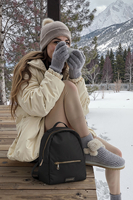 Vivisence Sac À Dos Femme Nylon Compartiments Multiples Poche Discrète, noir