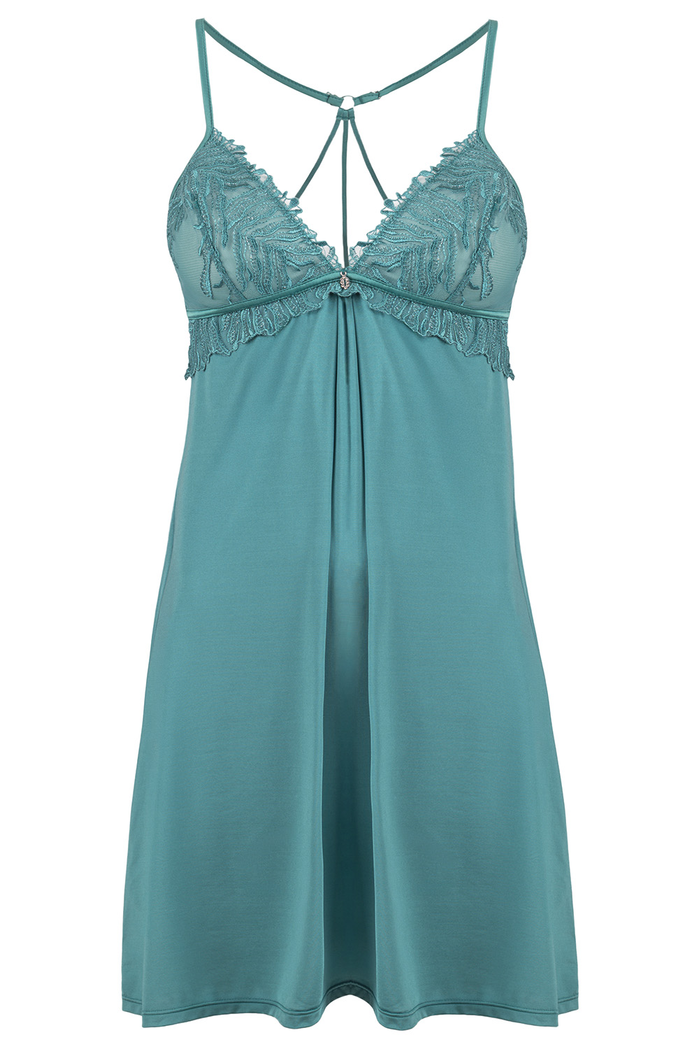Vivisence Damen Negligé Mit Spitze Und Mesh Für Eine Schmeichelnde Silhouette, Grün