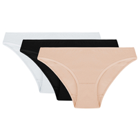 Vivisence Damen Slip Baumwolle Klebt am Körper Für Unsichtbaren Komfort 4003, weiß/schwarz/beige