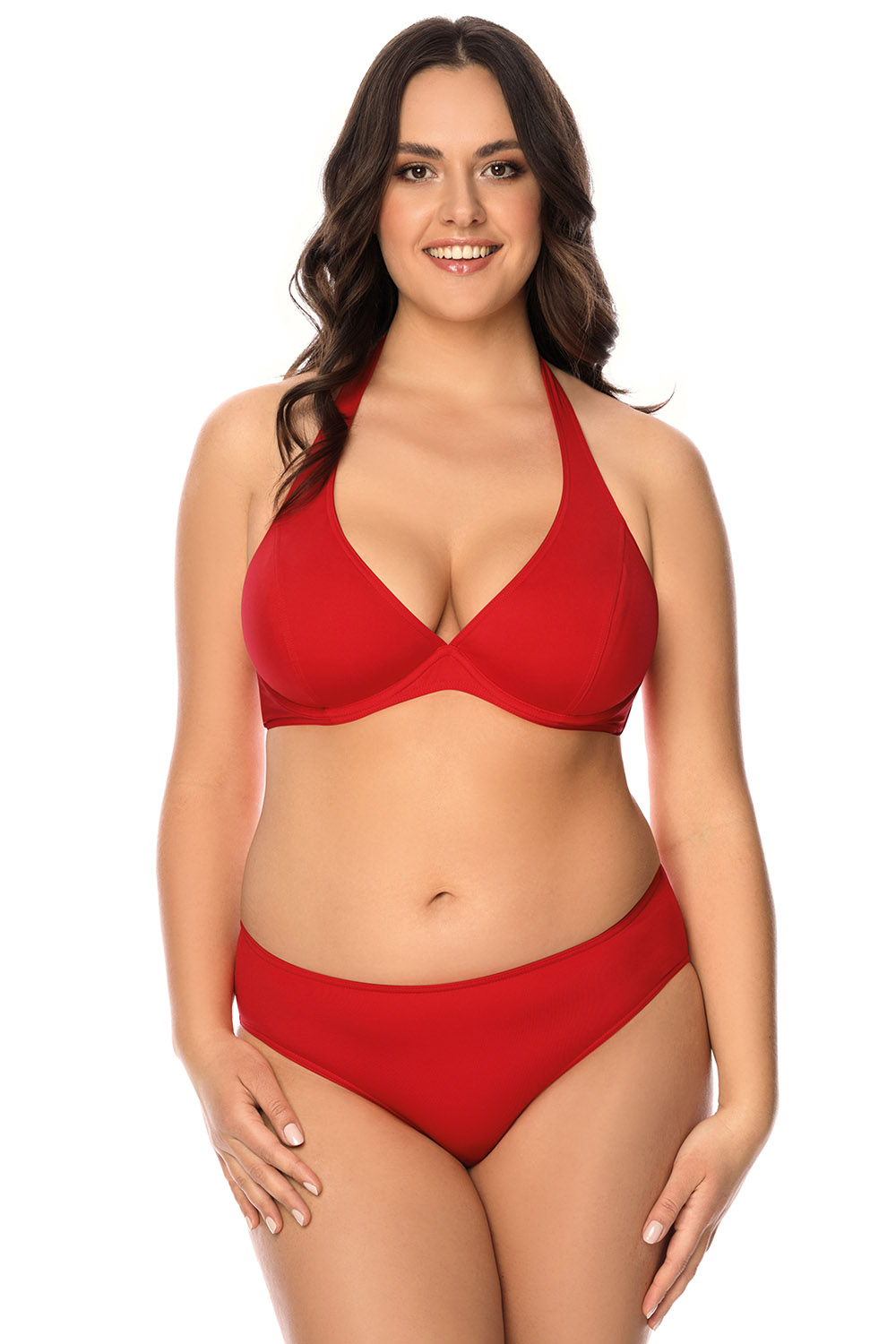 Vivisence Dame Bikini BH Oberteil Soft Musterlos Bademode Strandmode 3215, rot