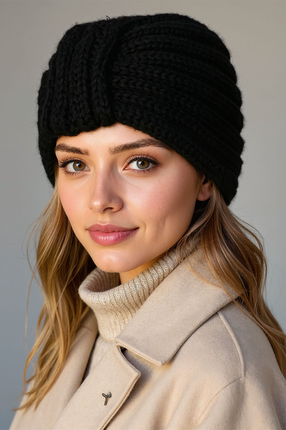 Vivisence Femme Bonnet Hiver Maille Merinos et Coton Ajusté Chaleur Confort, noir