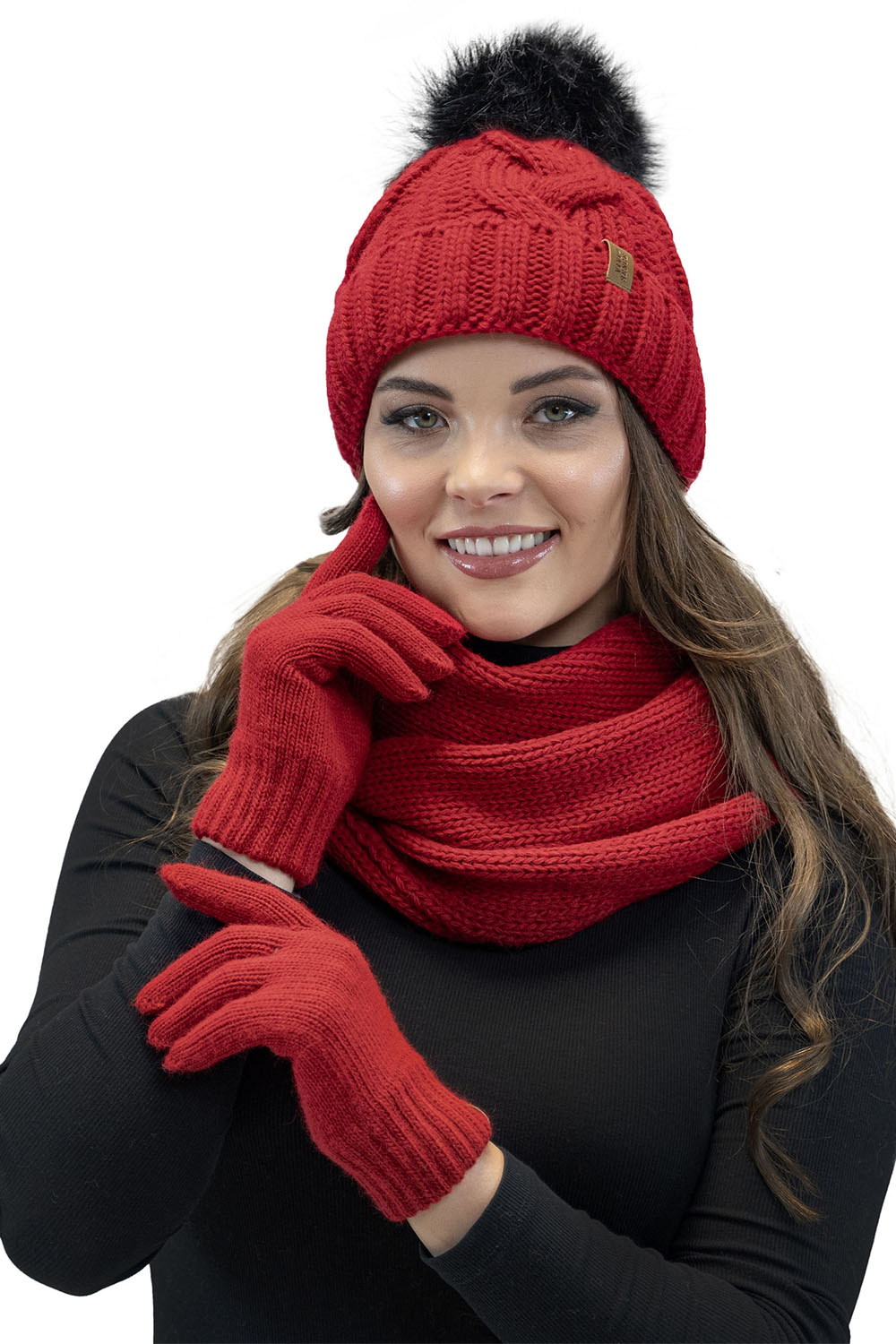 Vivisence Loop Schal Strick Zweimal Gefaltet Ideal Wärm Für Wintertage 7103, rot