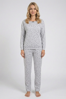 Vivisence Pyjama Deux pièces pour Femme Coton Manches Longues 2023, gris