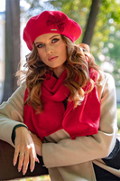 Vivisence Elegant Women's Winter Set Classic Beret And Matching Wool Scarf Made From Warm And Soft Fabric Ideal For Cold Winter And Autumn Weather, red