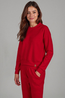 Vivisence Damen Trainingsanzug Baumwolle Bündchen Taschen Alltag Komfort 9204, Rot