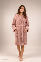 Vivisence Bathrobe Women Hooded Comfortable Everyday Cosy, pink