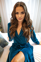 Vivisence Robe Cotton Belted Pockets Double-Sided Soft Cozy Daily Use 5022, dark turquoise