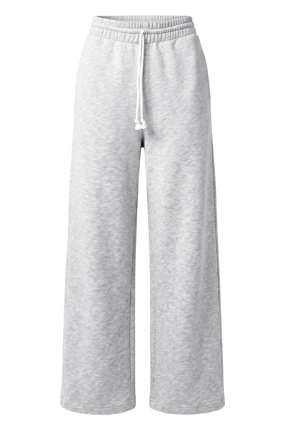 Vivisence Women Wide Leg Pants High Waist Adjustable Cuffs All Day Comfort, grey melange